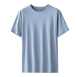 莫代尔夏季短袖T恤男半袖圆领宽松纯色打底衫白薄款大码睡衣上衣