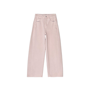 温柔出圈！~粉色显瘦弯刀牛仔裤女春季新款弹力宽松阔腿拖地长裤