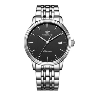 天王表男士商务钢带自动机械表昆仑系列防水手表男款生日礼物5934