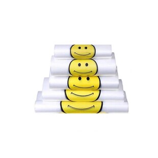 笑脸超市方便袋外卖食品一次性手提袋购物打包背心塑料袋印刷透明