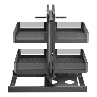 梦隅转角拉篮厨房橱柜死角调味调料拐角小怪物拉篮双层多功能碗篮