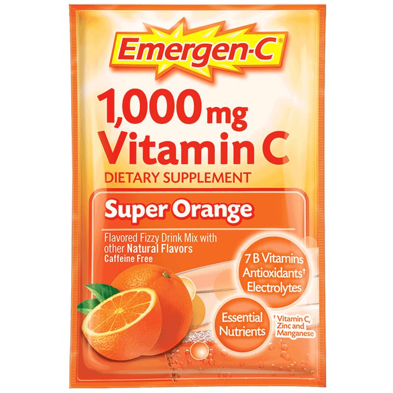 美国emergen-c益满喜维生素c泡腾粉30包免疫vc维C vc片冲剂鲜橙味