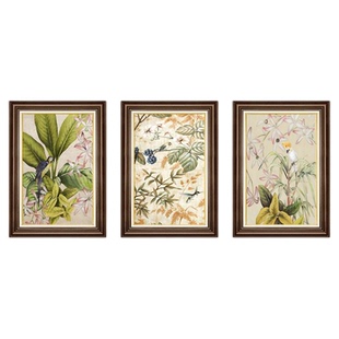 美式挂画客厅装饰画沙发背景墙大白墙三联画复古油画法式餐厅壁画