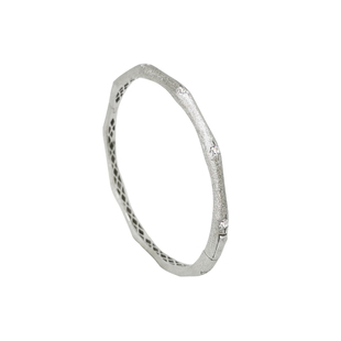 AMO星轨手工拉丝闪钻芒星纯银手镯女复古轻奢小众手链素圈手饰