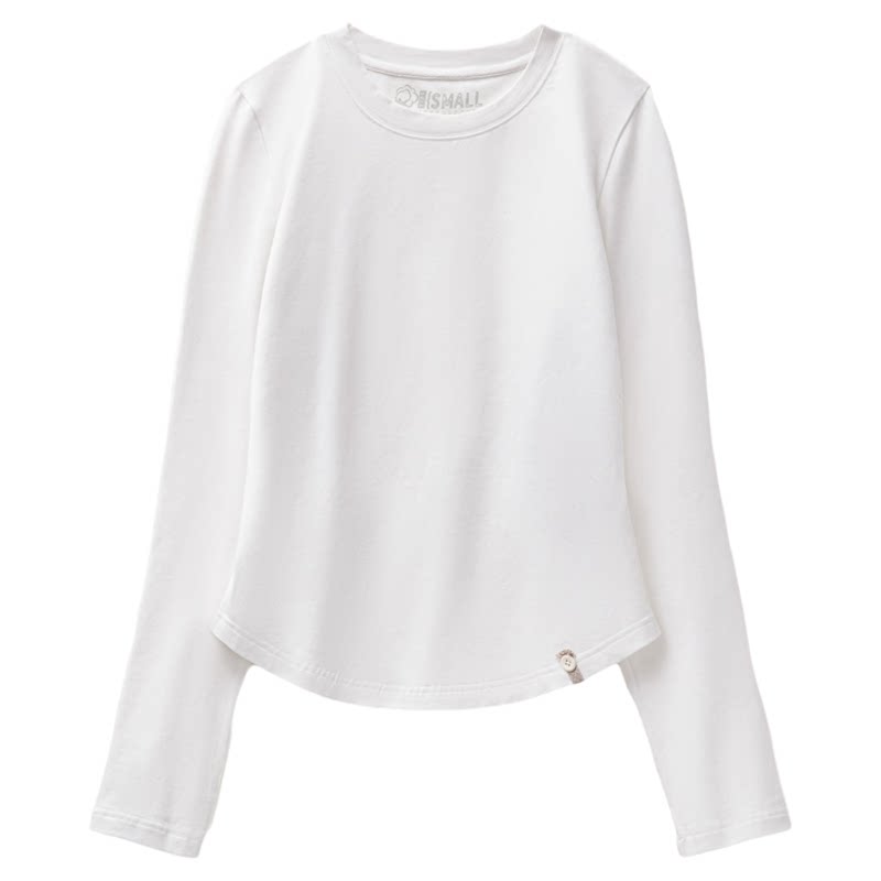 马登新疆棉黑白色基础款正肩磨毛修身长袖t恤打底衫内搭上衣女春