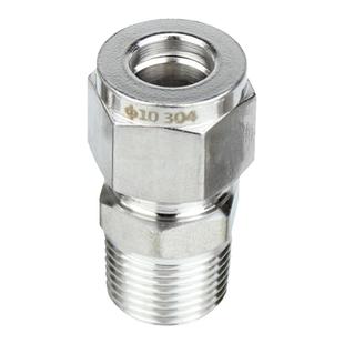 304不锈钢双卡套式管接头螺纹直通终端气源液压油管仪表铜管RC PT