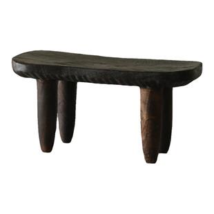 棣｜DI_HOME复古小凳子地毯飘窗小边几侘寂风黑色板凳实木手工