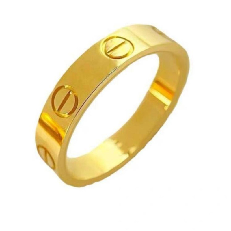 仿黄金戒指男女款素圈简约经典轻奢高级感4mm5mm一字指环情侣对戒