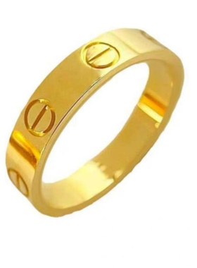 仿黄金戒指男女款素圈简约经典轻奢高级感4mm5mm一字指环情侣对戒