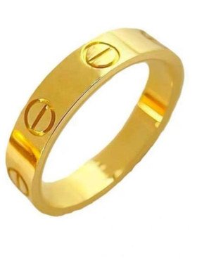 仿黄金戒指男女款素圈简约经典轻奢高级感4mm5mm一字指环情侣对戒