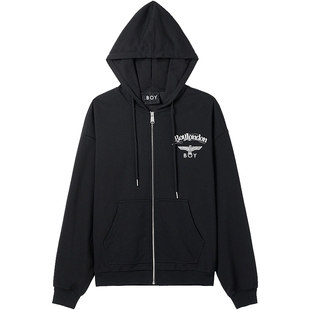 BOYLONDON春季男女同款潮牌朋克休闲宽松连帽开衫卫衣外套N06804