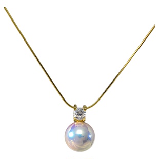 TRIPLEEVED色莫桑钻经典戴妃吊坠天然澳母贝特选澳白项链s925纯银