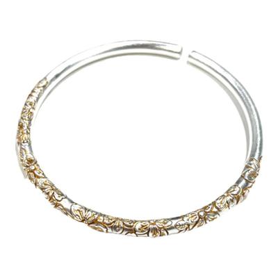 燕归金樱花24k描金足银国风手镯