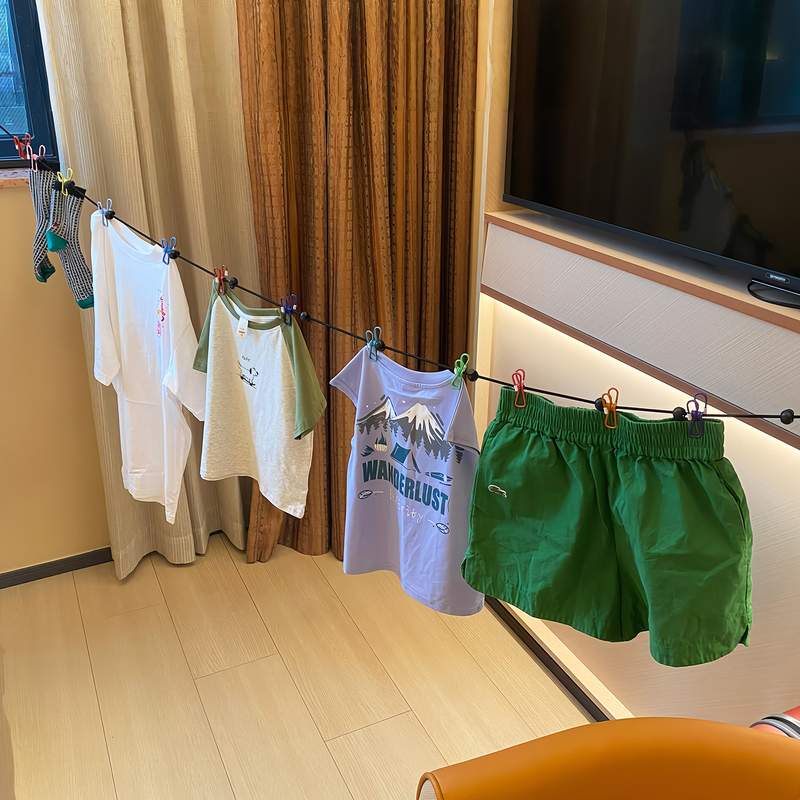 【旅行好物】酒店晾衣绳可携式伸缩化妆室阳台衣服户外弹力免打孔