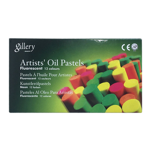 盟友12色中粗荧光色油画棒 软式蜡笔易上色 MOP-12F 美术绘画软性蜡笔重彩油画棒24色金属荧光混合油画棒套装