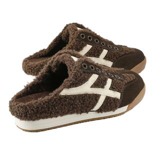 millies妙丽毛毛鞋女款包头拖鞋平底百搭运动外穿加绒休闲鞋新款