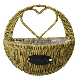 草编花壁挂花篮盆墙面装饰插花篮子藤编仿真假花套装婚庆拍摄布景