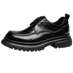 休闲皮鞋年轻人男款皮鞋厚底增高时尚百搭男士英伦风商务正装皮鞋