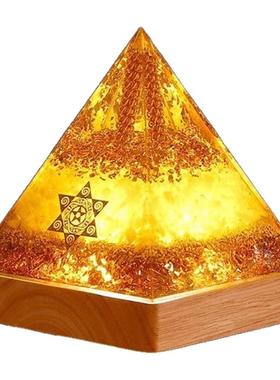 2025年甲戌招财聚财黄水晶吸金金字塔家居办公室摆件礼品八方来财