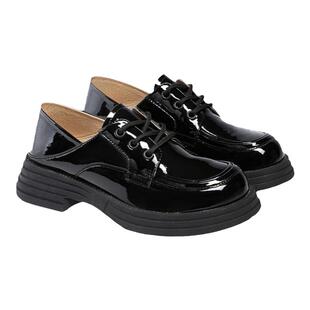 fed黑色小皮鞋春季新款女鞋厚底乐福鞋真皮牛津鞋女款D0118-ZC211