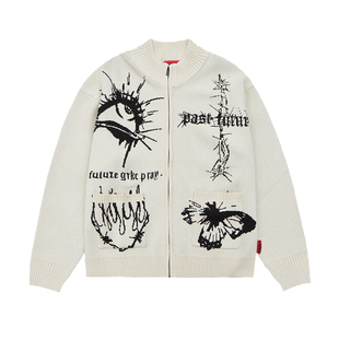 GRKC吉尔卡克达芬奇手稿针织开衫毛衣男女慵懒风情侣上衣外套秋冬