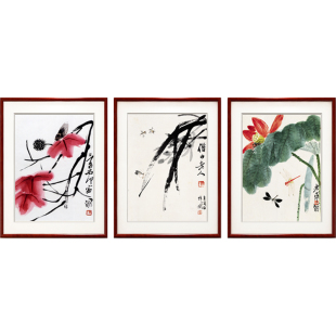 齐白石装饰画国画新中式客厅沙发背景墙壁画餐厅饭厅卧室玄关挂画