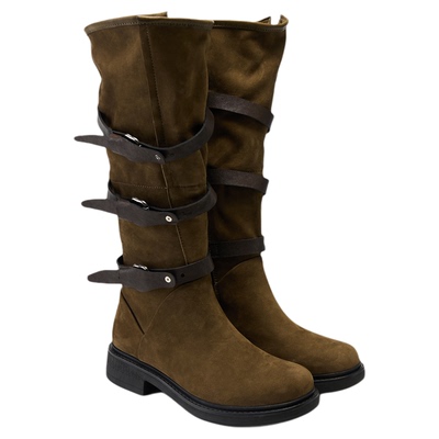 fed反绒高筒靴冬季新款女靴骑士长靴时尚西部靴女款S1114-ZCA723