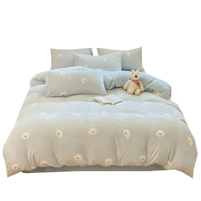 冬季珊瑚绒牛奶绒被套单件150x200x230四件套加绒被罩法兰绒被单4