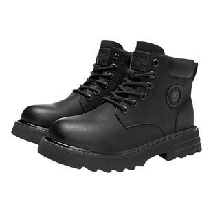 海澜之家男鞋2025新款马丁靴男款厚底增高黑色靴子低帮秋季登山靴