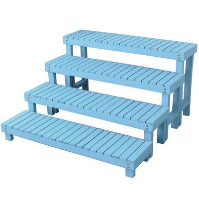 防腐木室外阶梯花架实木阳台多层木质花架子雾霾蓝多肉庭院花盆架