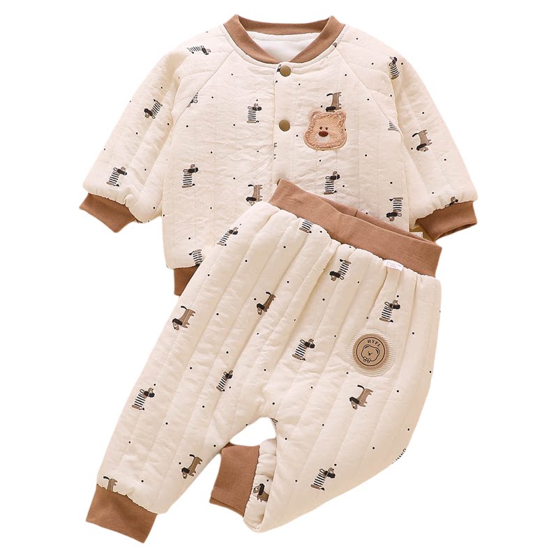 新生婴儿棉服套装秋冬装宝宝保暖加厚分体夹棉衣服加厚绒棉袄棉裤