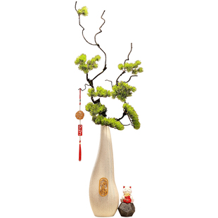 石来运转陶瓷大花瓶摆件高级感入户玄关细长竖高客厅装饰品招财猫