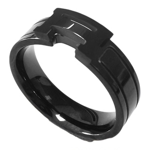 CNC工艺H字母戒指钛钢不掉色指环男女珐琅情侣对戒时尚百搭字母戒