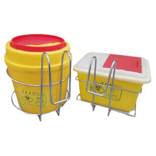 医用304不锈钢3L5L10升方形利器盒挂架1L2托架4L6L圆形锐器盒架子