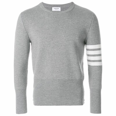 ThomBrowne4条纹饰圆领套头衫