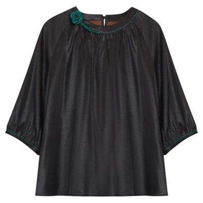 萧娘清檀弹力缎香云纱上衣