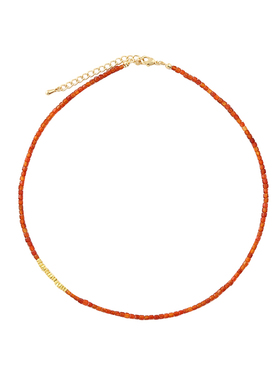 红玛瑙细串珠法式复古项链