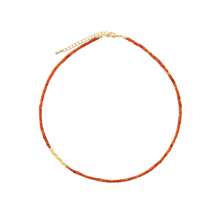 glimmer铜镀金红玛瑙细串珠优雅颈链ins风法式复古锁骨项链