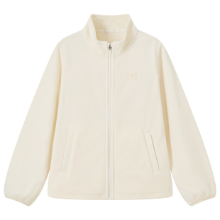 英氏儿童摇粒绒外套女童立领拉链秋冬加厚保暖运动风户外百搭外套