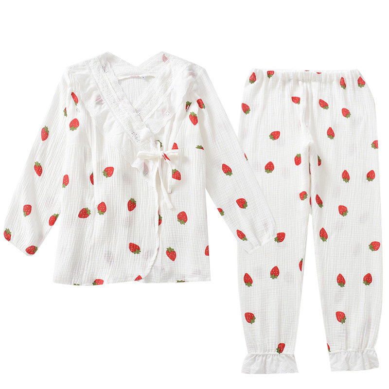 纯棉纱布月子服夏季薄款吸汗产后哺乳春秋产妇7孕妇睡衣8月份9