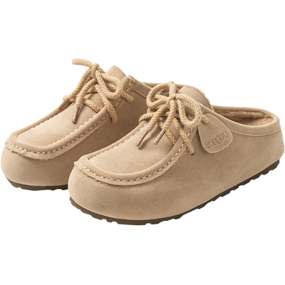 女款包头袋鼠鞋棉拖鞋厚底可外穿