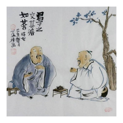 禅意纯手绘国画字画茶禅新中式