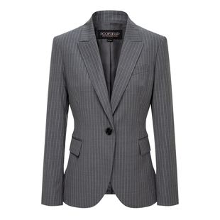 【含羊毛】Scofield女装商务竖条纹单粒扣西装外套2025秋冬新品