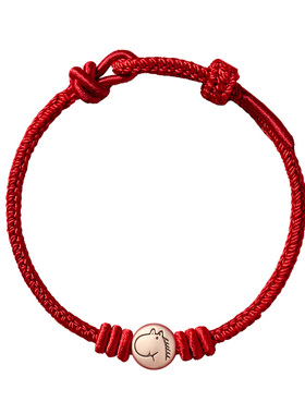 【999纯银小马】本命年红绳