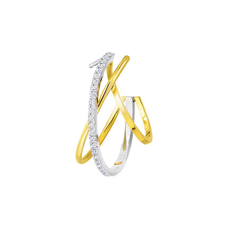 AHKAH官方旗舰店 elements floating 18K黄金铂金钻石耳环