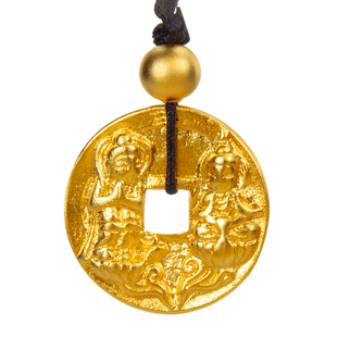 足金999古币仿古铜钱双人钱淳化元宝背佛复古古钱币