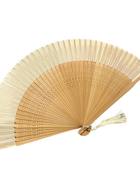 夏季中国风头青竹流苏折扇