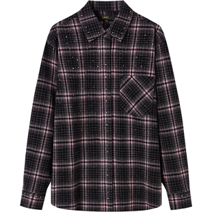 LINCCHIC金羽杰2026年春季新品重工水洗闪钻磨毛衬衫女S261SH158Y