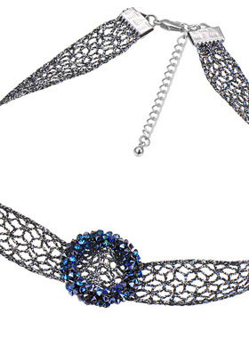 颈链choker女生蕾丝带水晶银饰品