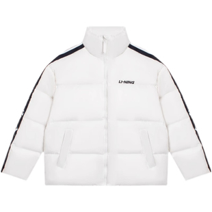 李宁羽绒服女冬季2024新款情侣短款鸭绒加厚保暖白色宽松面包服男
